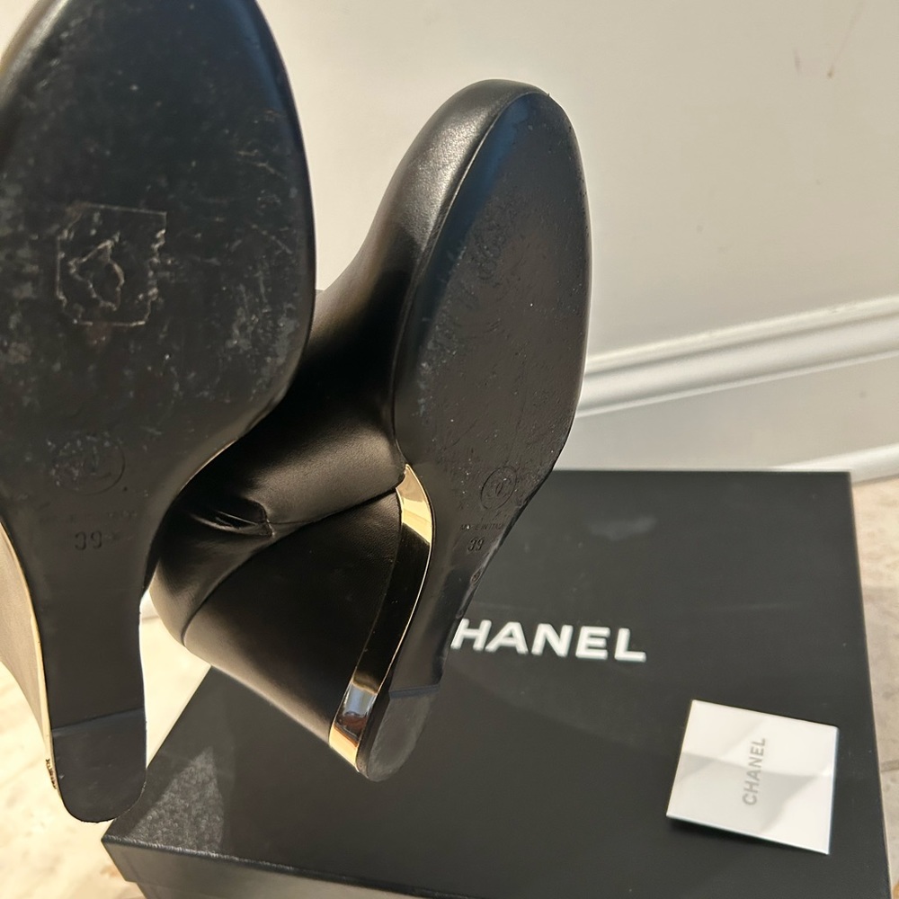 Authentic Chanel Black Lambskin Wedge Boots - Picture 9 of 10